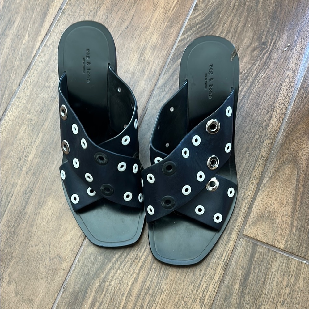 Rag & Bone Black Sandals with Silver Studs